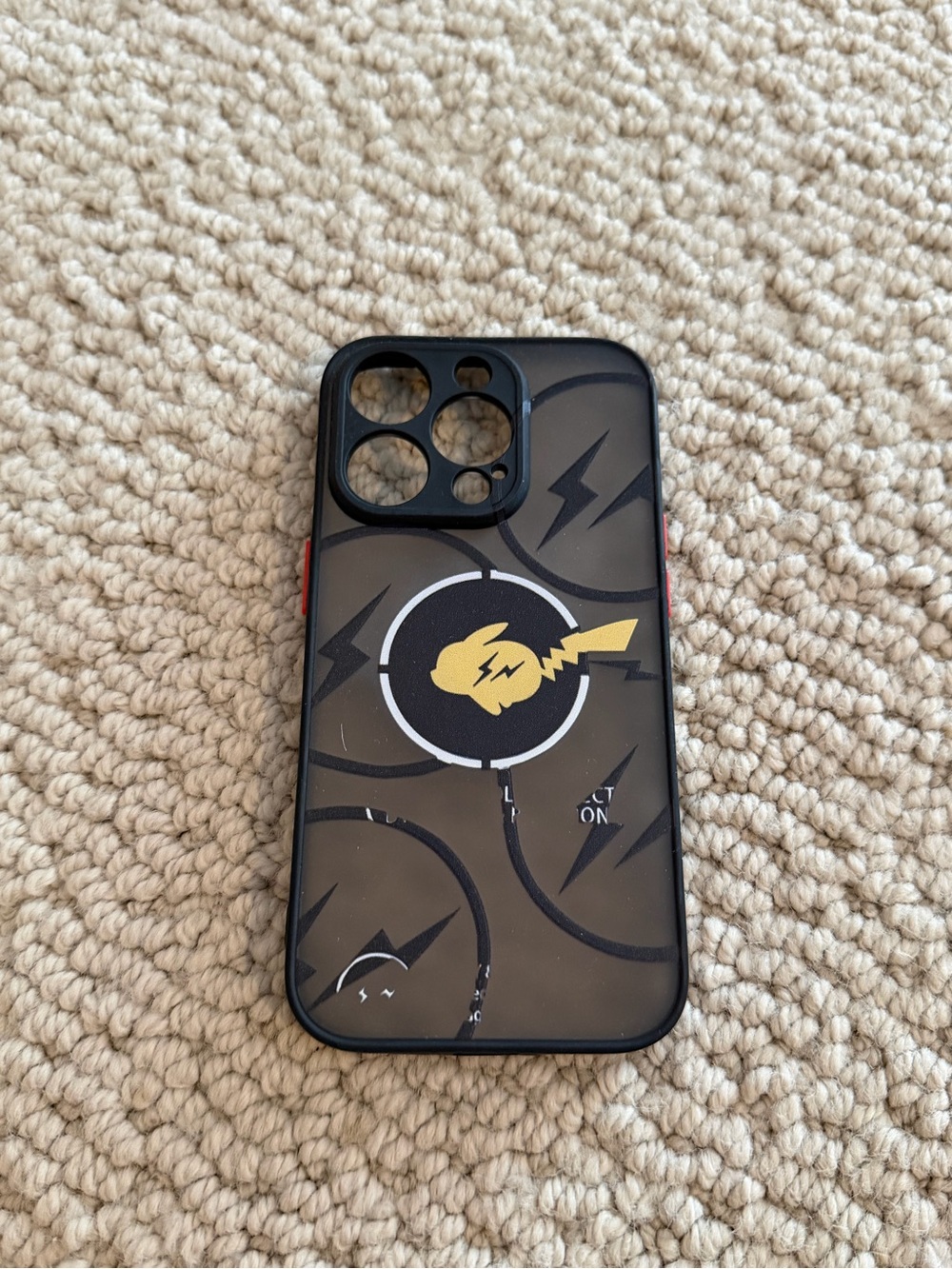 Phone Case with Yellow Lightning Bolt Design - Black